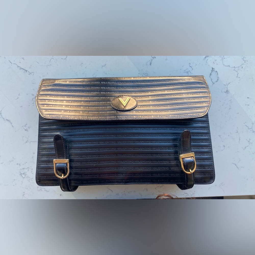 Valentino By Mario Valentino Black and Gold Crossbody Bag